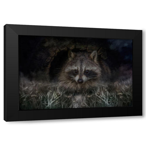 Mischievous Black Modern Wood Framed Art Print by Parker, Kelley