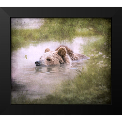 Bearly Swimming Black Modern Wood Framed Art Print by Parker, Kelley