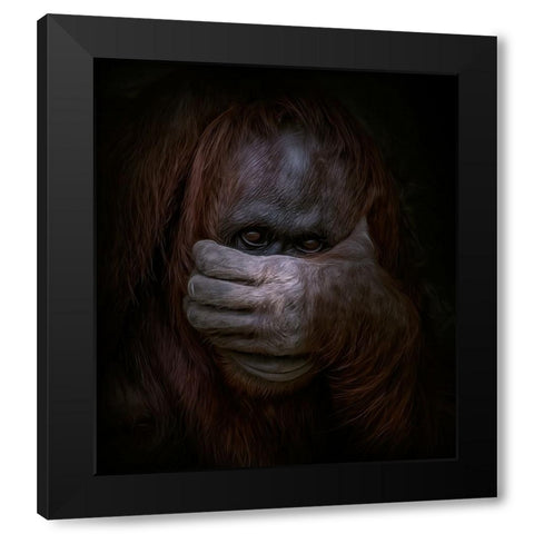 Peek-a-Boo Black Modern Wood Framed Art Print by Parker, Kelley