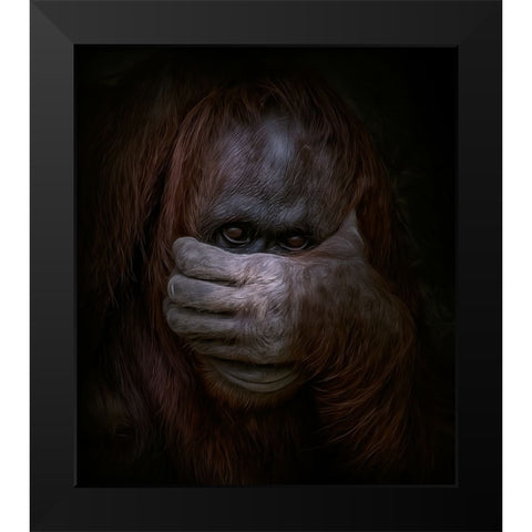 Peek-a-Boo Black Modern Wood Framed Art Print by Parker, Kelley