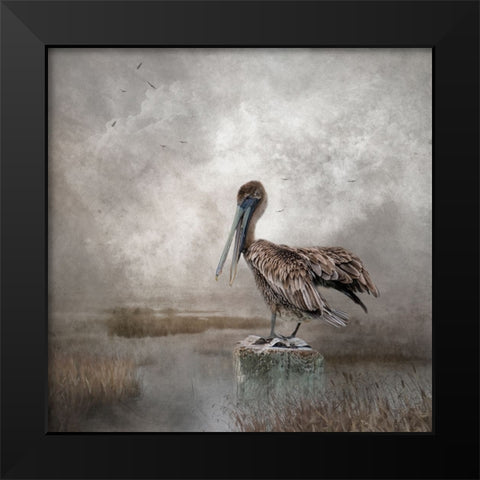 Visitor to the Marshes Black Modern Wood Framed Art Print by Parker, Kelley