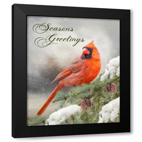 Seasons Greetings Black Modern Wood Framed Art Print by Parker, Kelley