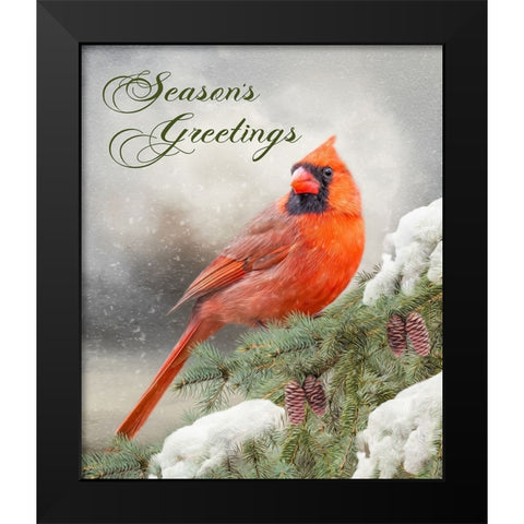 Seasons Greetings Black Modern Wood Framed Art Print by Parker, Kelley