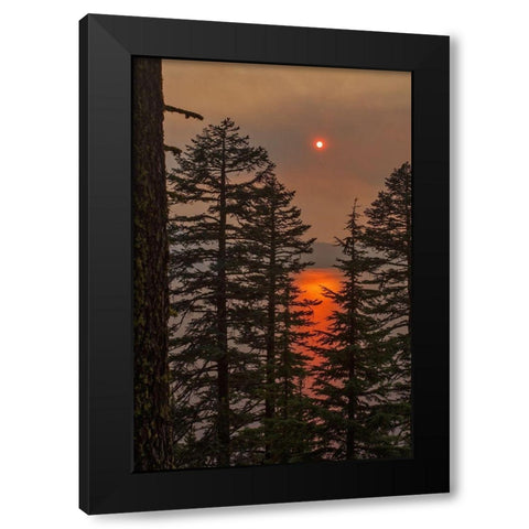 Smokey Sunset - Crater Lake Black Modern Wood Framed Art Print with Double Matting by McFerrin, Larry