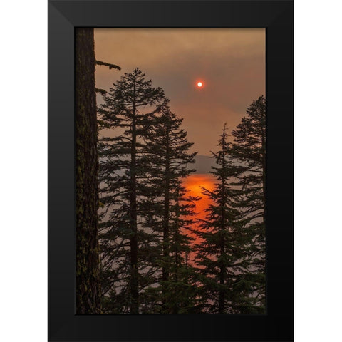 Smokey Sunset - Crater Lake Black Modern Wood Framed Art Print by McFerrin, Larry