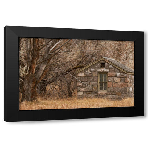 Stone Cabin Black Modern Wood Framed Art Print with Double Matting by McFerrin, Larry