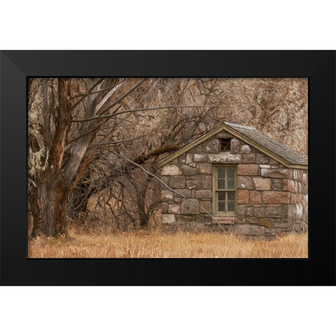 Stone Cabin Black Modern Wood Framed Art Print by McFerrin, Larry