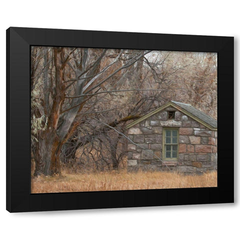 Stone Cabin Black Modern Wood Framed Art Print by McFerrin, Larry