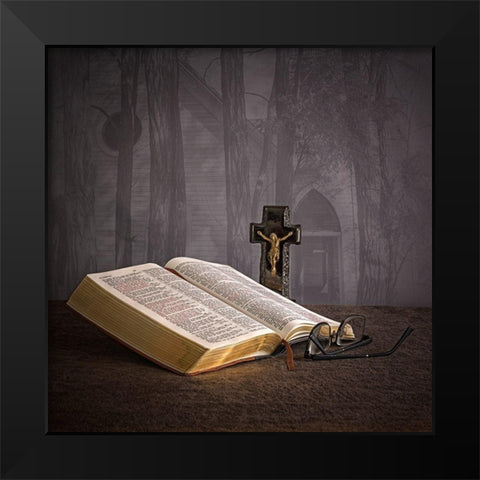Bible Still Life Black Modern Wood Framed Art Print by McFerrin, Larry