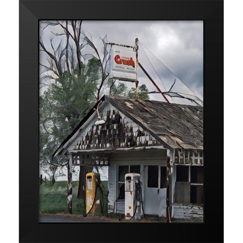 The Old Gas Station Black Modern Wood Framed Art Print by McFerrin, Larry