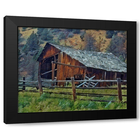 Old Barn and Corral Black Modern Wood Framed Art Print by McFerrin, Larry