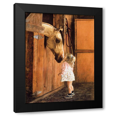 Little Visitor Black Modern Wood Framed Art Print with Double Matting by Harrison, Lesley