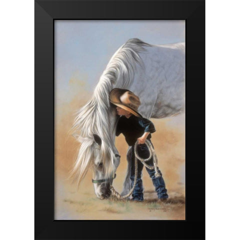 Little Whispers Black Modern Wood Framed Art Print by Harrison, Lesley