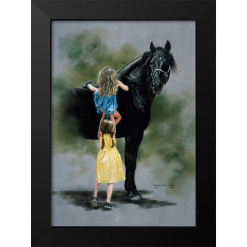 The Booster Club Black Modern Wood Framed Art Print by Harrison, Lesley