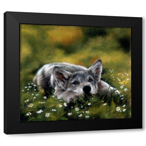 No Worries Black Modern Wood Framed Art Print with Double Matting by Harrison, Lesley
