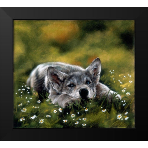 No Worries Black Modern Wood Framed Art Print by Harrison, Lesley