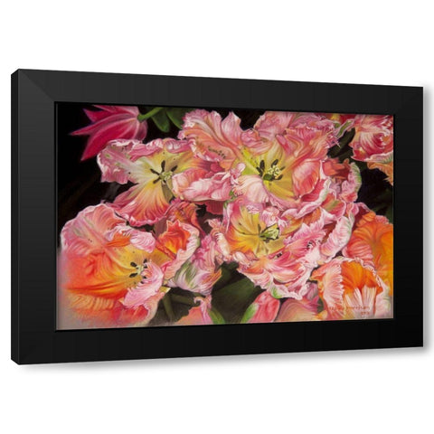 Tulips Black Modern Wood Framed Art Print with Double Matting by Harrison, Lesley