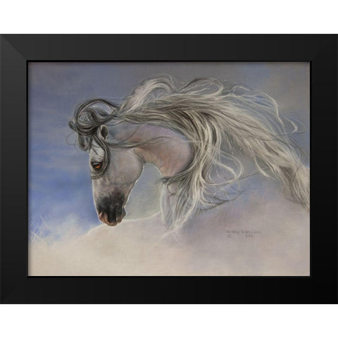 Might Mane Black Modern Wood Framed Art Print by Harrison, Lesley