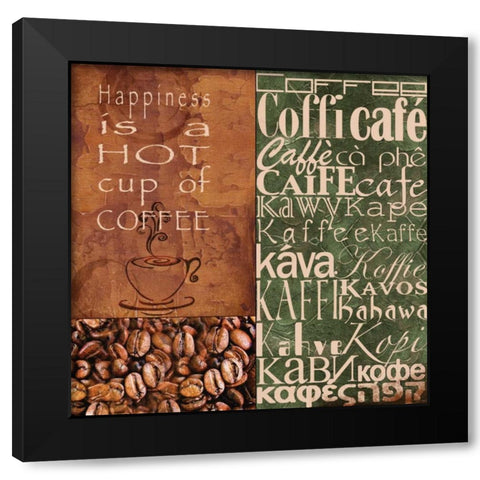 Coffee in Any Language Black Modern Wood Framed Art Print by Wolk, Lisa
