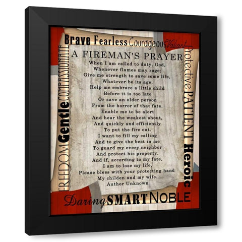 Firefighters Prayer Black Modern Wood Framed Art Print with Double Matting by Wolk, Lisa
