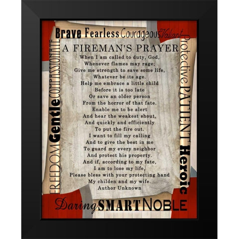Firefighters Prayer Black Modern Wood Framed Art Print by Wolk, Lisa