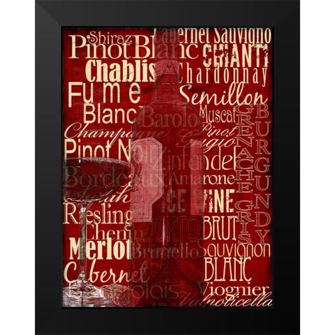 Wine Classics Black Modern Wood Framed Art Print by Wolk, Lisa