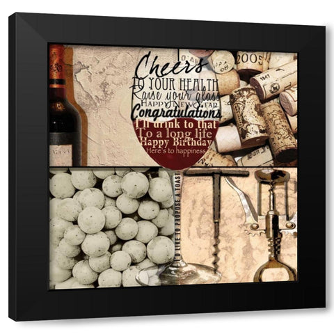 Raise Your Glass Black Modern Wood Framed Art Print with Double Matting by Wolk, Lisa