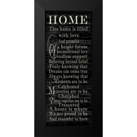 Home Sentiments Black Modern Wood Framed Art Print by Wolk, Lisa