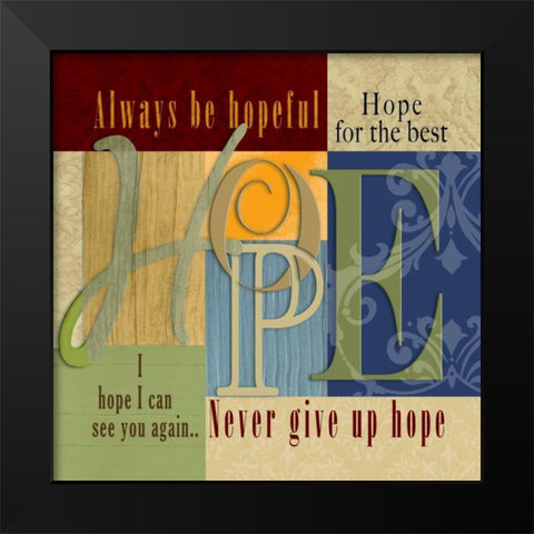 Funky Hope Black Modern Wood Framed Art Print by Wolk, Lisa