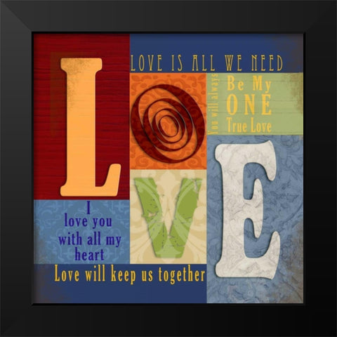Funky Love Black Modern Wood Framed Art Print by Wolk, Lisa