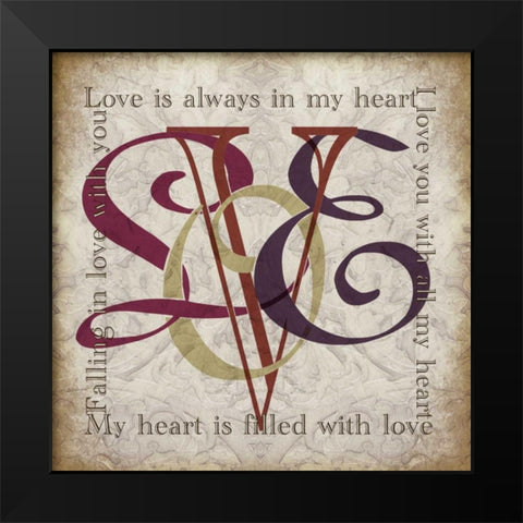 Love and Other Sentiments Black Modern Wood Framed Art Print by Wolk, Lisa