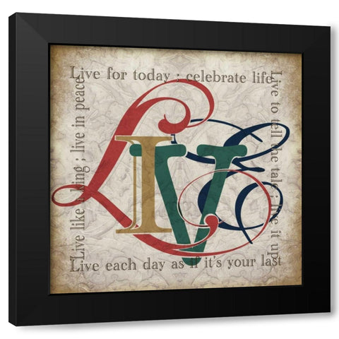 Live and Other Sentiments Black Modern Wood Framed Art Print with Double Matting by Wolk, Lisa