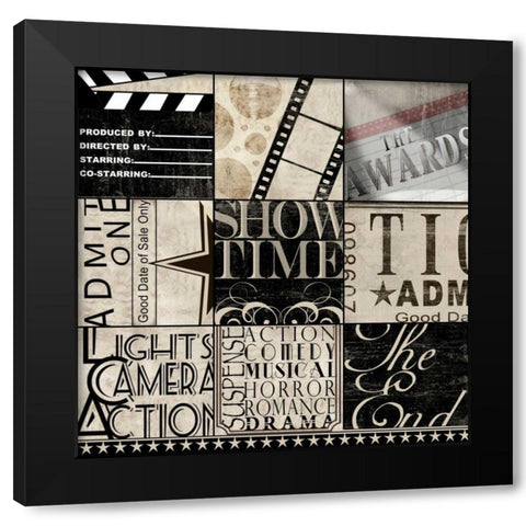 Movie 9 Patch Black Modern Wood Framed Art Print with Double Matting by Wolk, Lisa