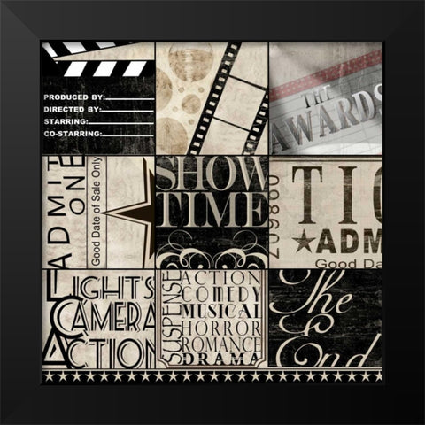 Movie 9 Patch Black Modern Wood Framed Art Print by Wolk, Lisa