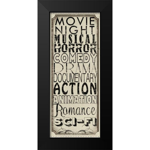 Movie Night Black Modern Wood Framed Art Print by Wolk, Lisa