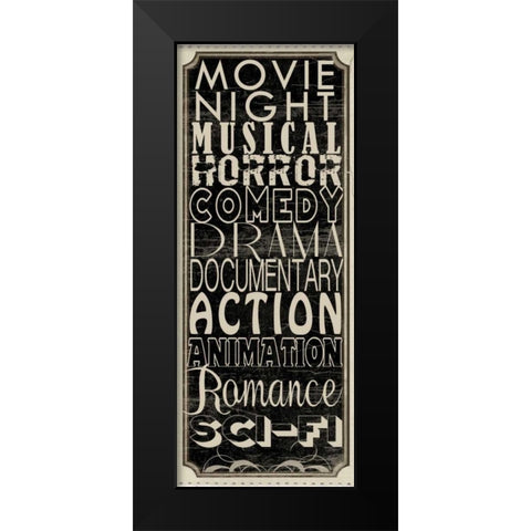Movie Night II Black Modern Wood Framed Art Print by Wolk, Lisa