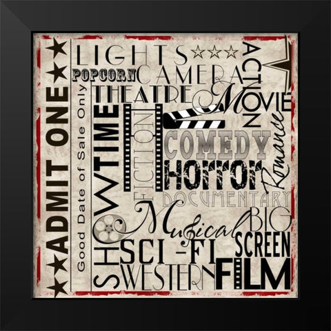 Lights Camera Action Black Modern Wood Framed Art Print by Wolk, Lisa