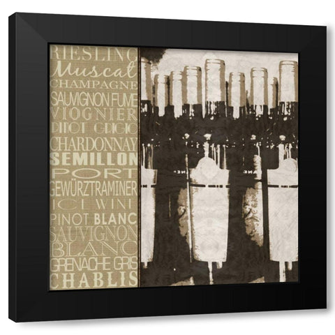 White Wine Variety Black Modern Wood Framed Art Print by Wolk, Lisa
