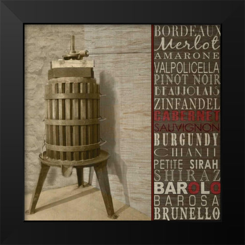Red Wine Press Black Modern Wood Framed Art Print by Wolk, Lisa
