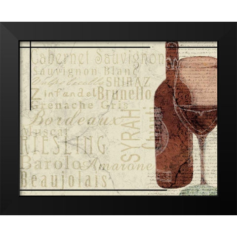 Wine Variety Horizontal Black Modern Wood Framed Art Print by Wolk, Lisa