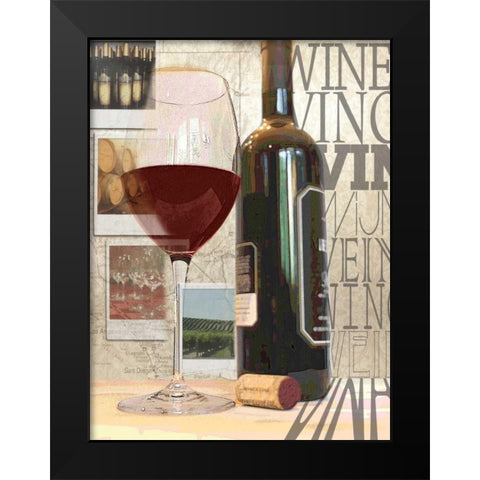 Worldly Wines Black Modern Wood Framed Art Print by Wolk, Lisa