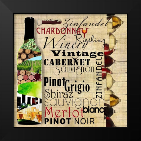 Wine Parts Black Modern Wood Framed Art Print by Wolk, Lisa