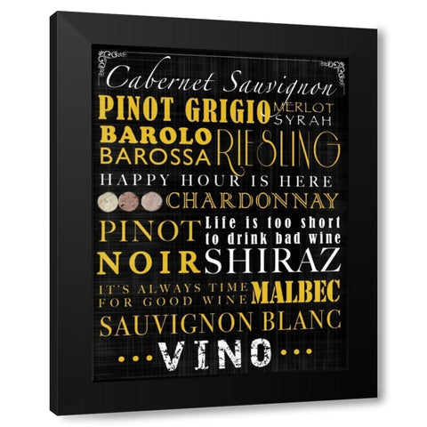 Wine Signs Black Modern Wood Framed Art Print by Wolk, Lisa