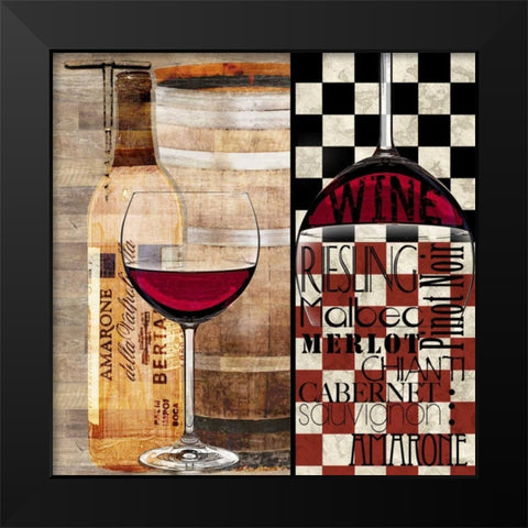 Deco Wine Black Modern Wood Framed Art Print by Wolk, Lisa