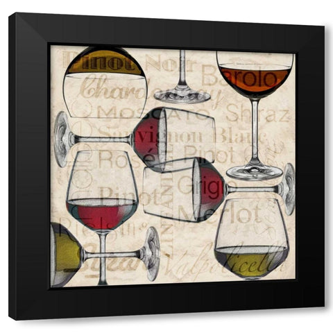 Glass of Wine Black Modern Wood Framed Art Print with Double Matting by Wolk, Lisa