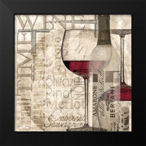 Time for Wine - Red Black Modern Wood Framed Art Print by Wolk, Lisa