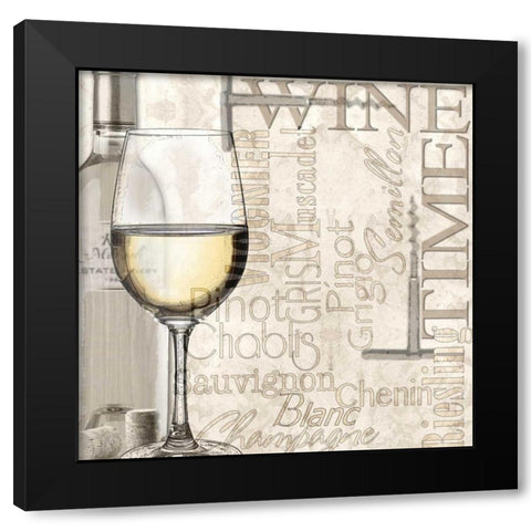 Time for Wine - White Black Modern Wood Framed Art Print with Double Matting by Wolk, Lisa