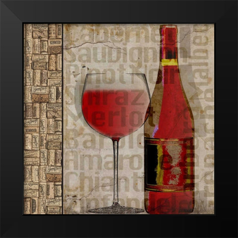 Wine Varieties Black Modern Wood Framed Art Print by Wolk, Lisa