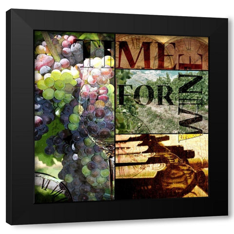 Time for Wine Black Modern Wood Framed Art Print by Wolk, Lisa