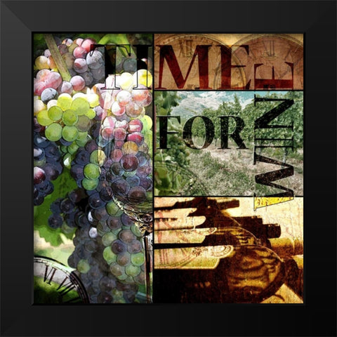 Time for Wine Black Modern Wood Framed Art Print by Wolk, Lisa